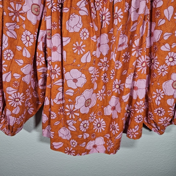 Free People Miss Daisy Floral Printed Smock Blouse Size S - Picture 9 of 14